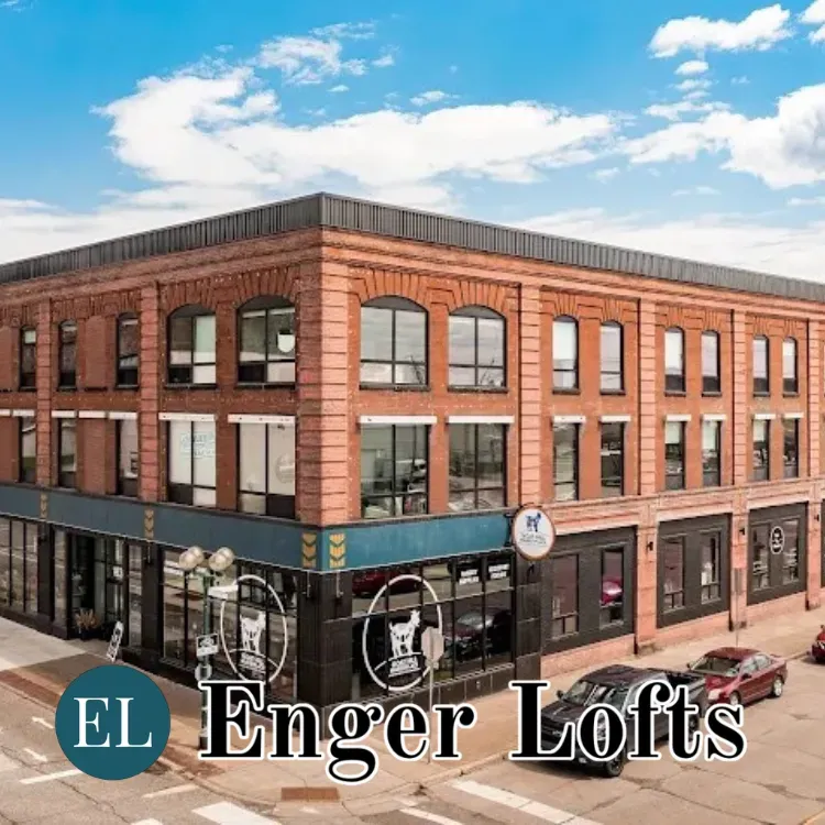 Collage of furnished apartments showcasing various rental types at Enger Lofts